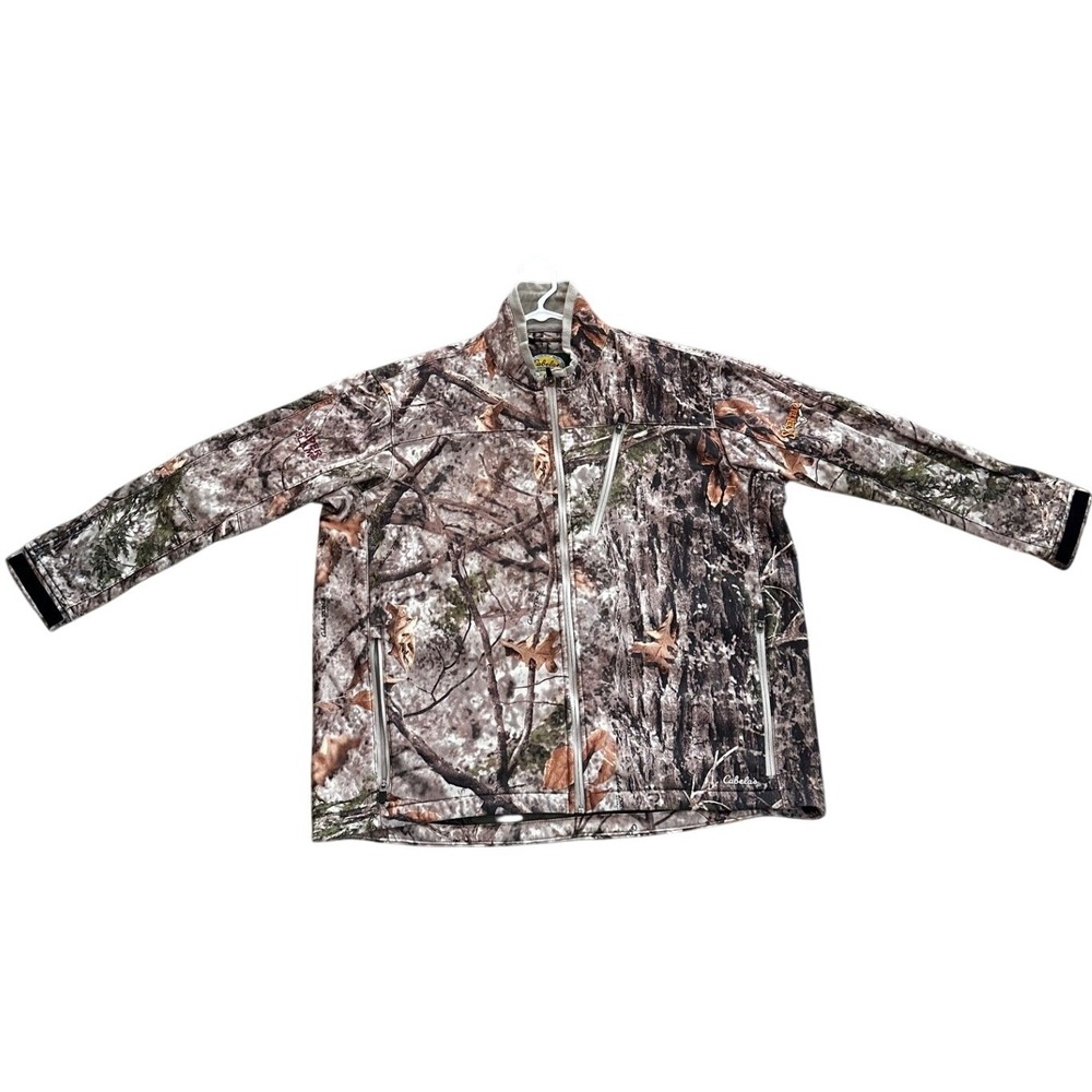 Cabelas Mens Camo Hunting Jacket ScentLok Zonz Woodlands Softshell Full Zip 2XL